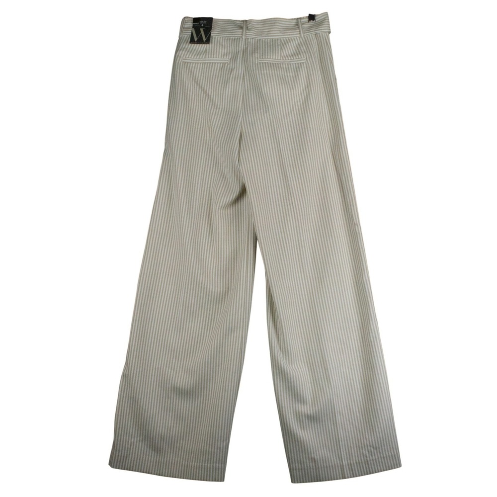 Worthington Womens 4‎ Wide Leg Striped High Rise Pants Tie Waist Academia Boho - Picture 2 of 12